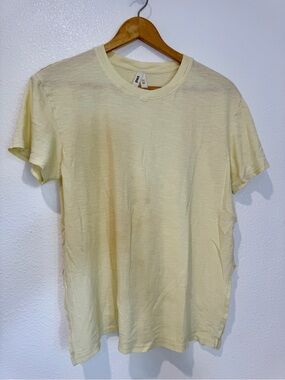 Pact Pale Yellow Lightweight Slub Tee Long Side Slit Organic Cotton Women’s M
